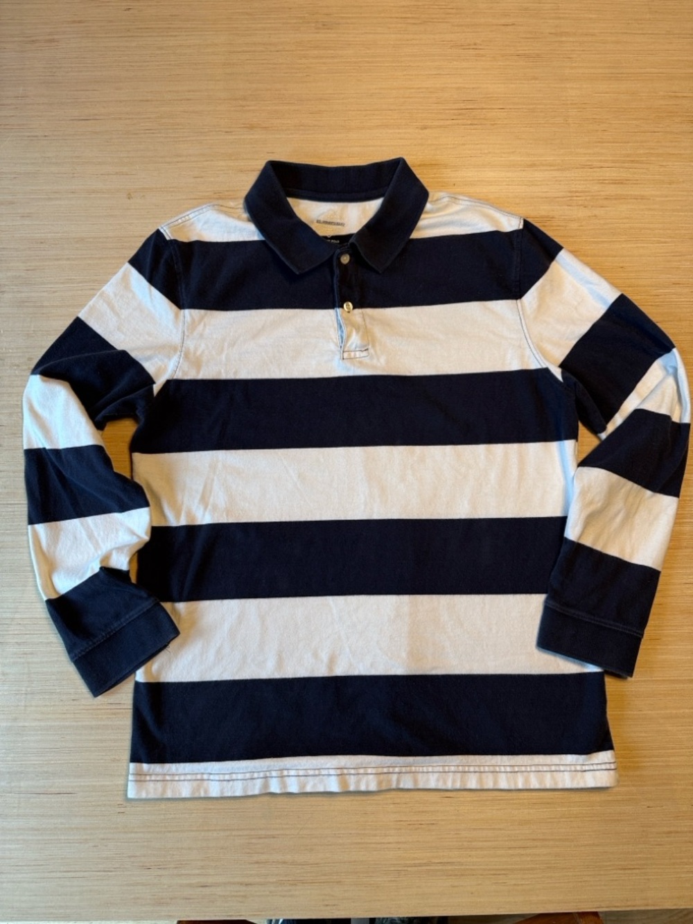 St. John’s Bay Rugby Polo Shirt Navy & White Stripes size kids L Unisex adult S.